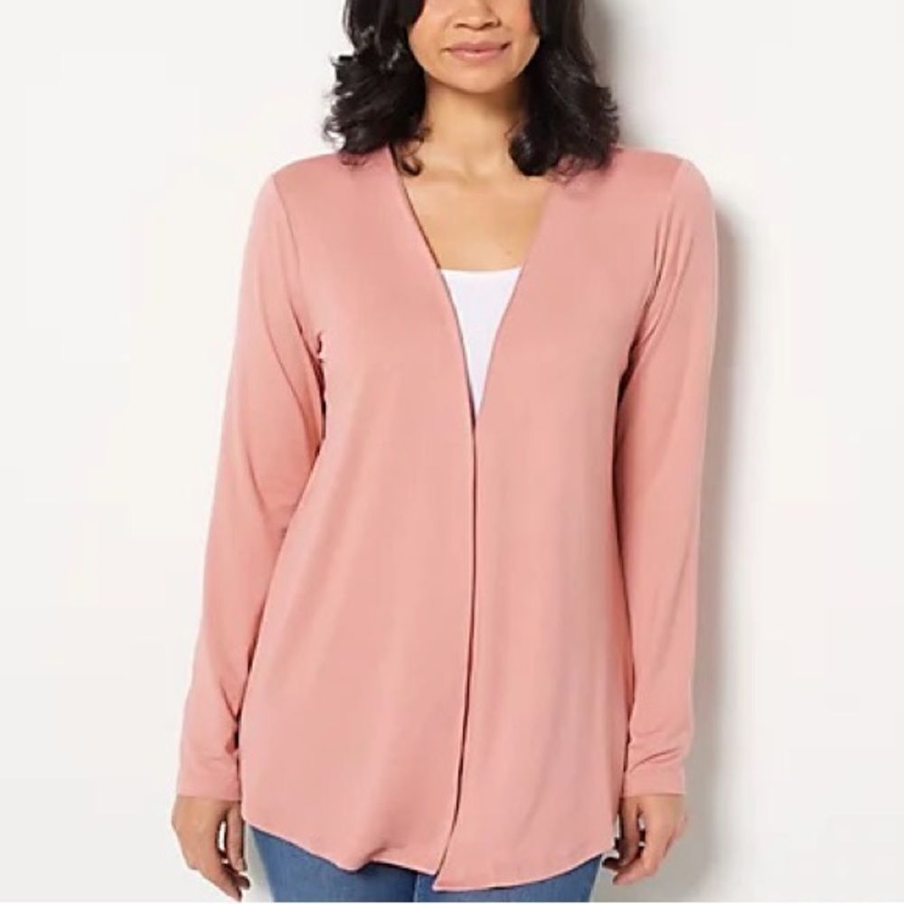 Denim & Co. Comfort Zone Comfort Jersey Shirttail Cardi